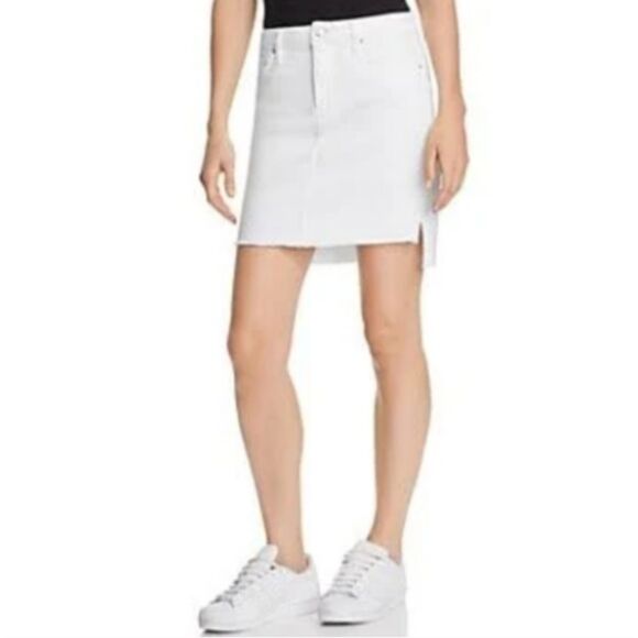 Joe's Jeans White‎ Field Skirt Raw Hem Denim High Rise Size 24 Waist - Picture 1 of 7